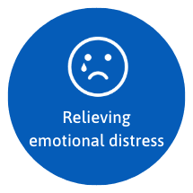 blue icon saying relieving emotional distress